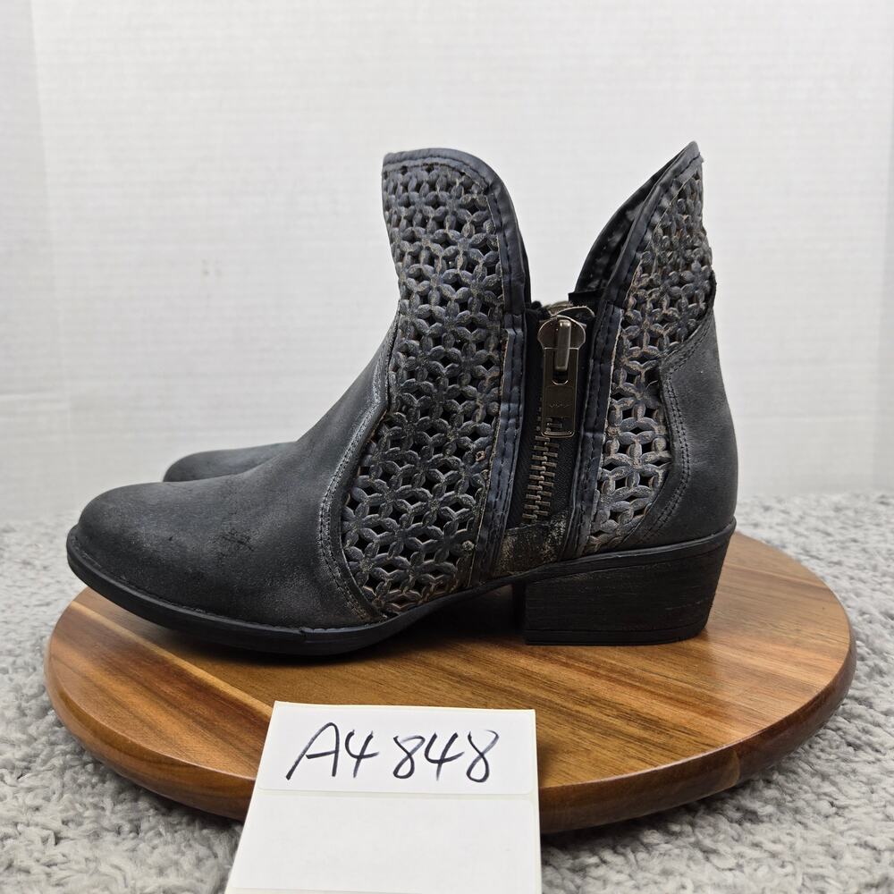 Corral Circle G Womens 10M Dark Grey Distressed Cut Out Western Ankle Bootie